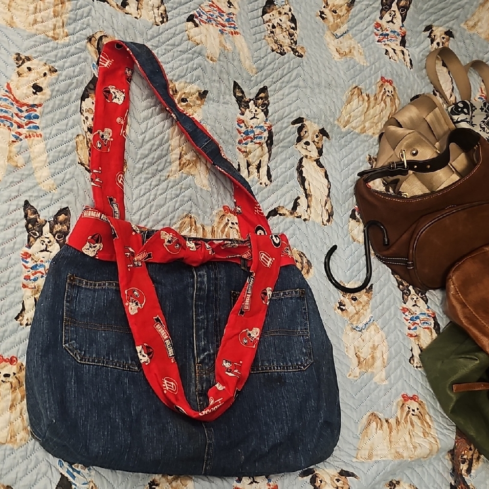 GEORGIA Denim and Red Women's Shoulder Bag